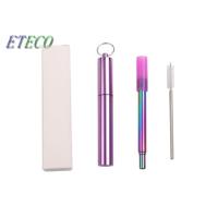 Buy cheap Flexible Reusable Telescopic Straw , Wide Metal Straws With Cleaning Brush product