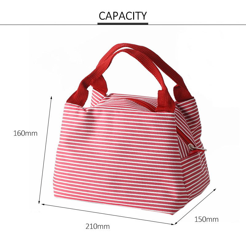 Leakproof White Striped Oxford Thermal Cooler Bag