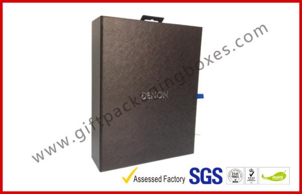 Embossed Black Fake Leather Square Luxury Gift Boxes , Silver Hot Stamping Fake