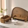 Buy cheap Curved Velvet Modern Fabric Sofa Set High Density Sponge For Dining Room from wholesalers