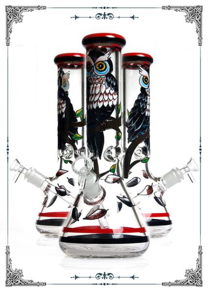 Buy cheap PHOENIX STAR Classic Smoking 7MM Beaker Glass Bongs With Owl Art On Glass from wholesalers
