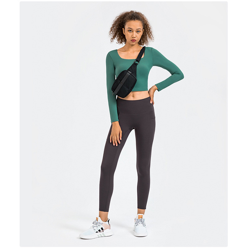 Ladies Yoga Tops High Elastic Long Sleeve Womens Shirts With Bra