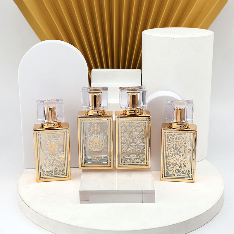 50ml Electroplated Square Perfume Bottle Subpackage Empty Bottle Wholesale Glass Bottle Perfume Spray Glass Bottle