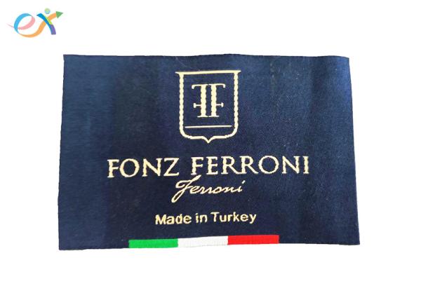 Buy cheap End Fold Woven Clothing Labels , Custom Shirt Tag Labels With Merrow Border from wholesalers