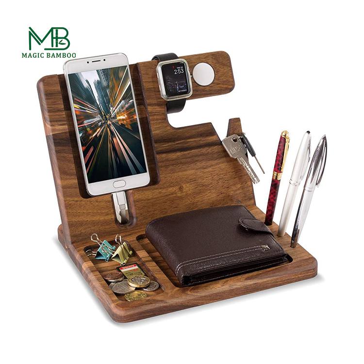 Standing Wood Bamboo Adjustable Laptop Stand Folding Lap Tray Desk Organizer