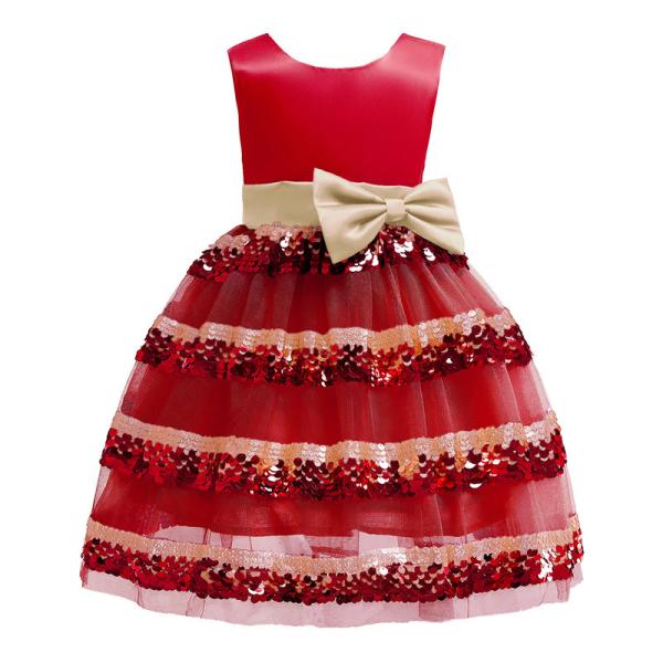 Polo Dress Beige Bow Belt Wave Dress Sequin Princess Girl Dress My First