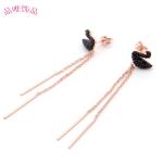 Fashion Color Women Jewelry Latest Fashion Rose Gold Plated Earring Swan Tassel