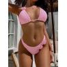 Buy cheap Striped Ruched Halter Bikini Swimwear with Removable Padding for Beach Vacation from wholesalers