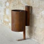 Outdoor Antique Looks Round Metal Litter Bins Corten Steel Urban Trash Can