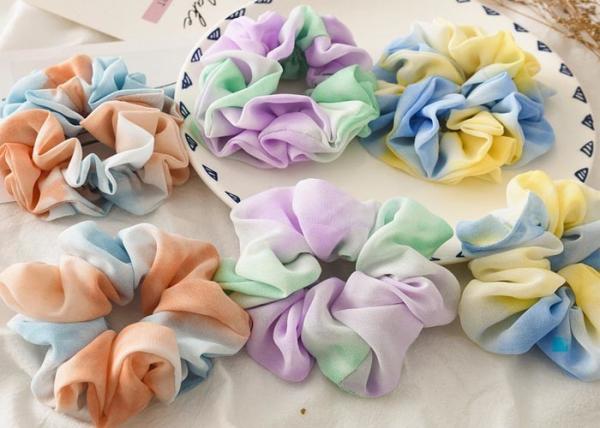 Buy cheap Chiffon tie-dye hairband thin curly hair scrunchie rubber band fabric headstring hair accessories from wholesalers