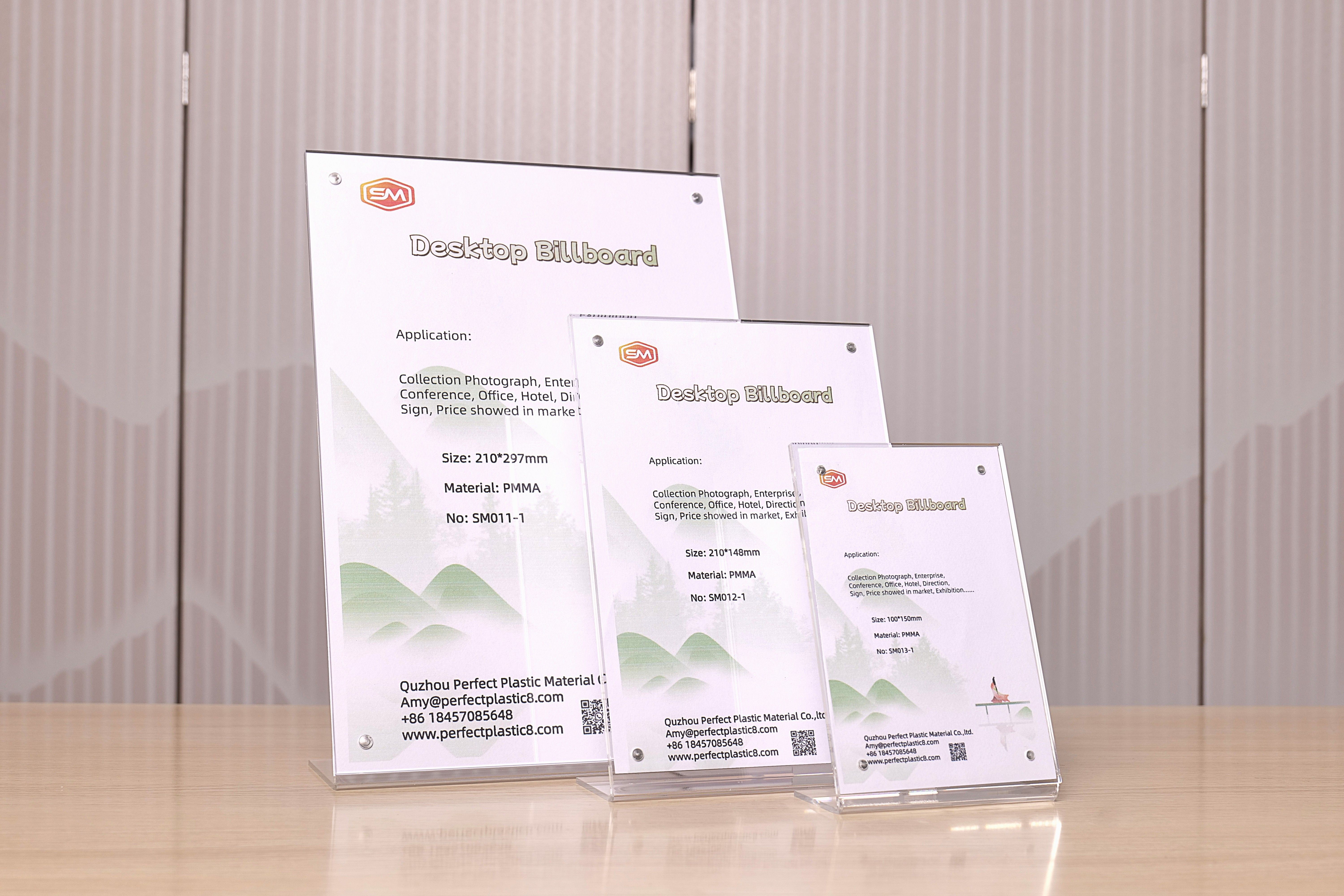 Magnetic L Shape Acrylic Sign Holder Desktop Billboard Table Menu For Hotel Restaurant Display Stand