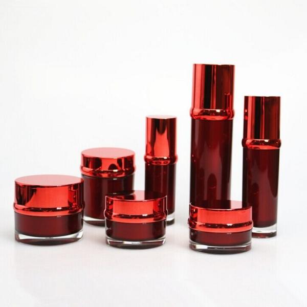 Buy cheap Skin Care Empty Red Face Cream Luxury Acrylic Bottle And Jar 15g Cosmetic Sets from wholesalers