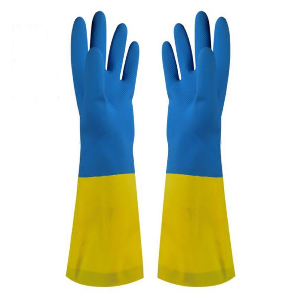 Bicolor Industrial Flock Lined Household Gloves Neoprene Gloves Chemical
