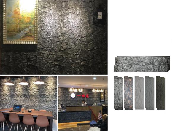 Buy cheap Striped Grey 1160x300x30mm Cultural Stone Brick Polyurethane Office Bar Decorative Wall Panel Firebrick Light from wholesalers