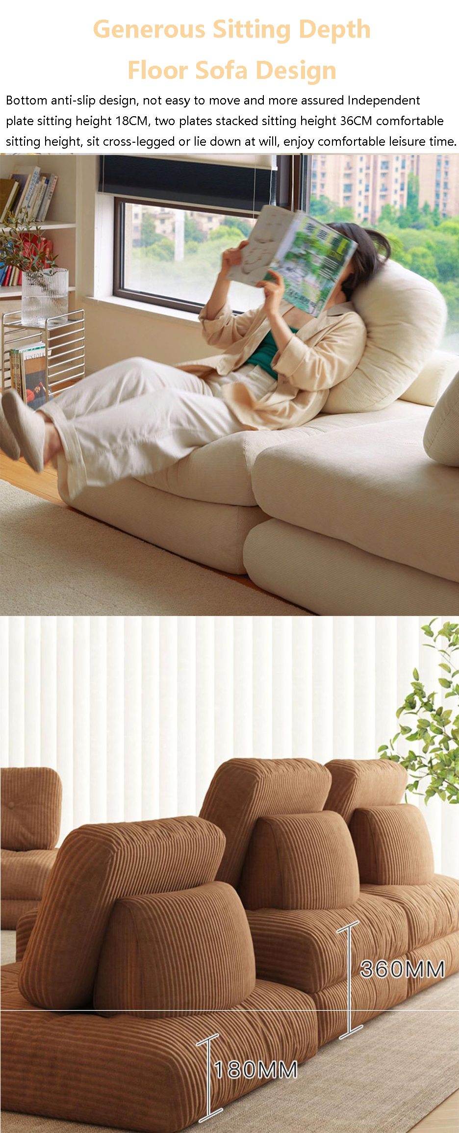 Reclining Convertible Sectional Couch Bed Sofa Tatami With Velvet Fabric