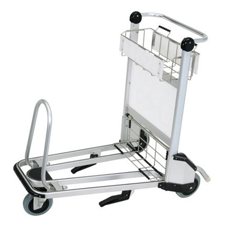 Three Wheel Airport Passenger Luggage Trolley Stainless Steel Airport Cart
