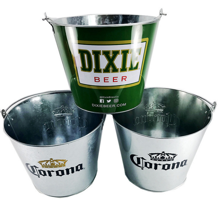 CMYK 8L Metal Wine Bucket Galvanized Large Tin Ice Bucket