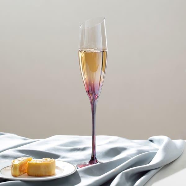 Buy cheap Bevel Mouth 6 Oz Iridescent Champagne Glasses 172ml Gradient Red Lead Free from wholesalers