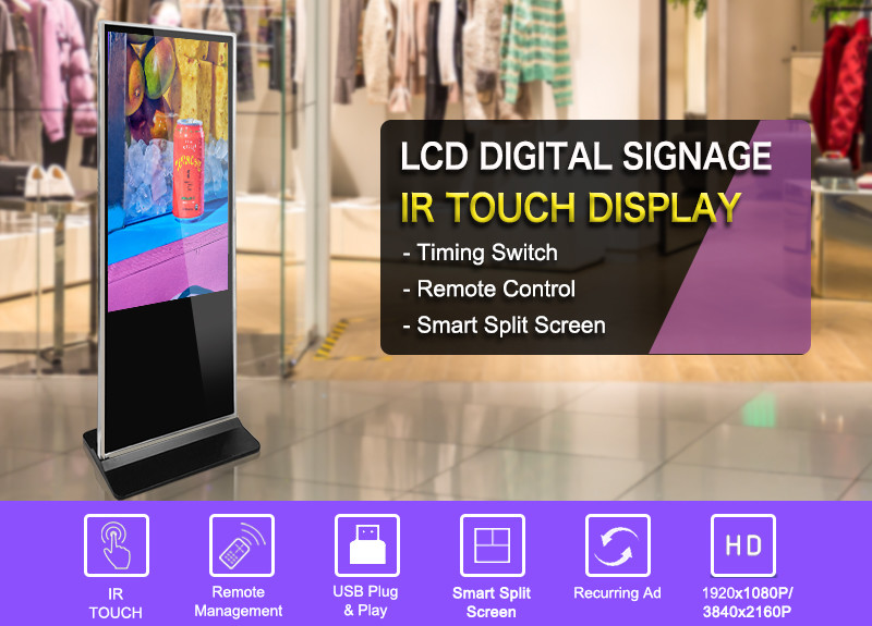 55" Touch Screen Indoor Digital Signage Android Windows OS 2 Update Modes