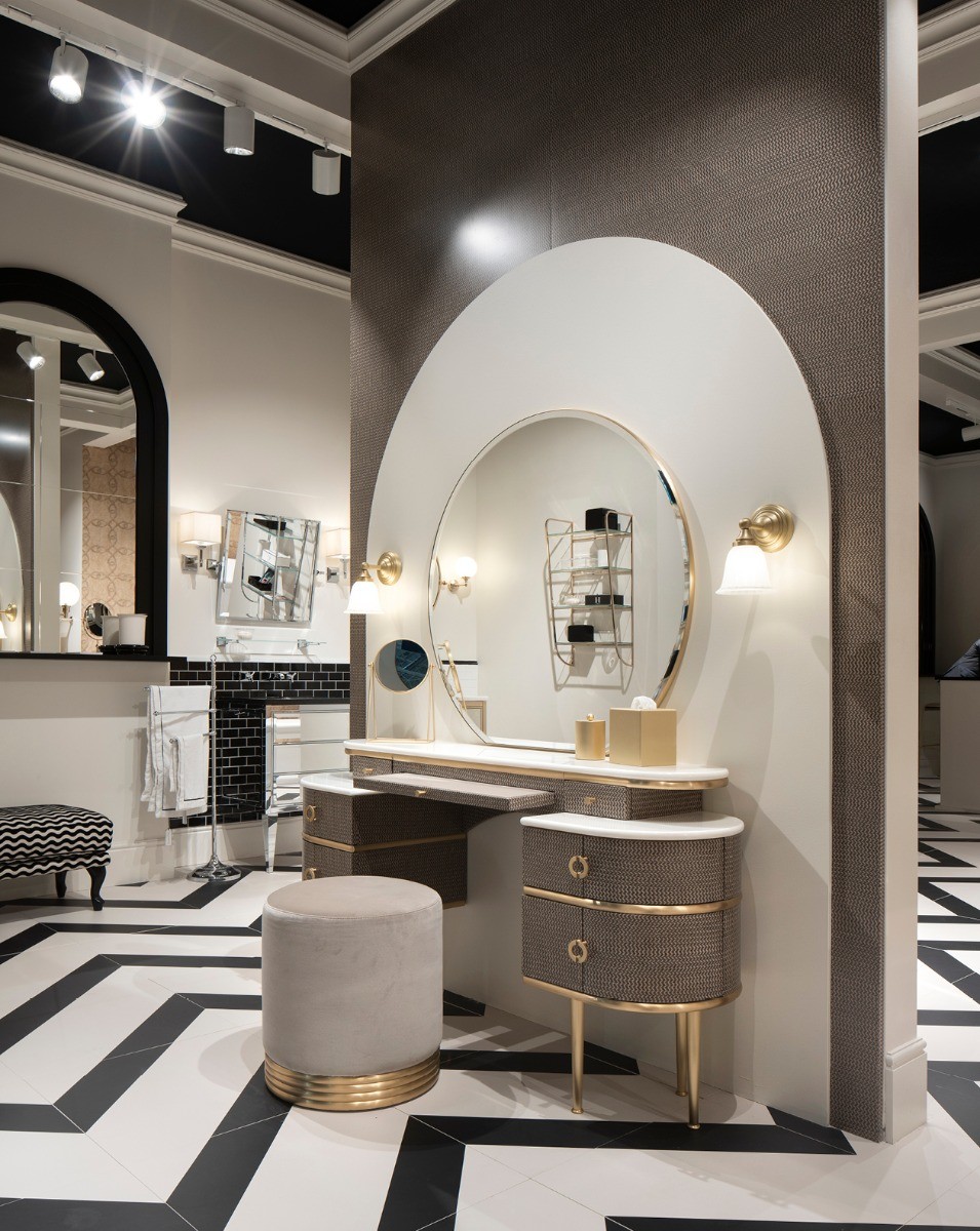MDF Lighted Corner Vanity Set Standing Dressing Table