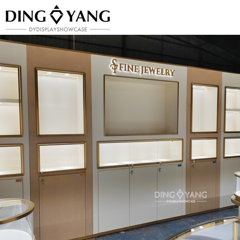 Modern Fashion Style Wooden Jewellery Wall Showcase With Low Power Consumption Led