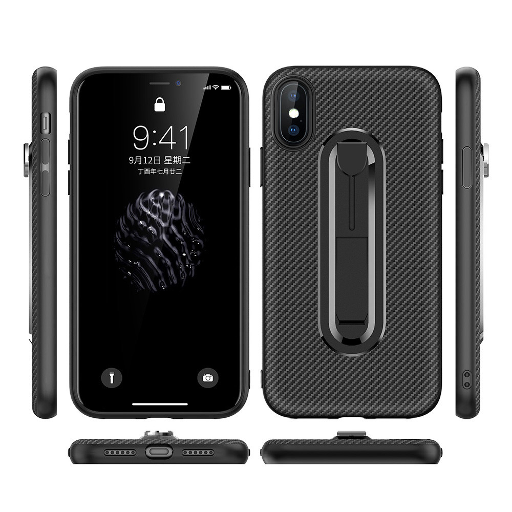 Color Red Carbon Fiber Invisible Kickstand TPU Case Back Cover For IphoneXS IphoneXR IphoneXS MAX Iphone8 Iphone7 Plus