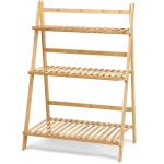 Wooden Flower Plant Stand Display Shelf Ladder 3-Tier Foldable Organizer Outdoor