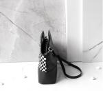 Horsehair Black And White Checkered Handbag 24cm Shoulder Bag With Detachable
