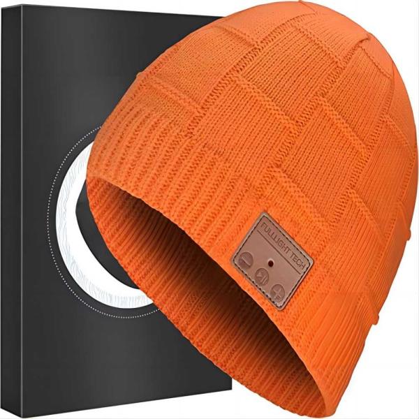 Buy cheap Orange Bluetooth Beanie Hat Wireless Headset Listening Music Handsfree Calls from wholesalers