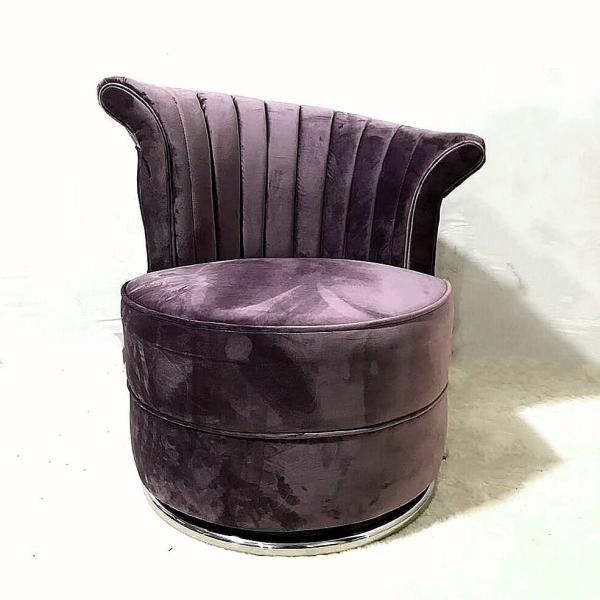 popular new design velvet fabric round upholstery single seat lounge chair for