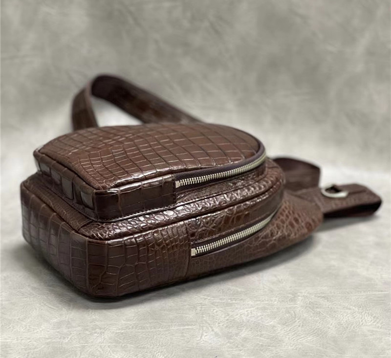 Exotic Crocodile Skin Men's Chest Bag Authentic Genuine Alligator Leather Male Messenger Bag Crossbody Shoulder Bag