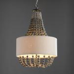 Circular iron chandelier with wood bead Lampshade (WH-CI-42)