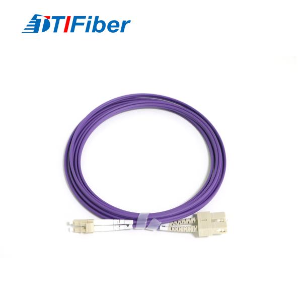 Buy cheap FTTH SC/UPC-LC/UPC Multimode OM4 Duplex Fiber Optic Patchcord from wholesalers