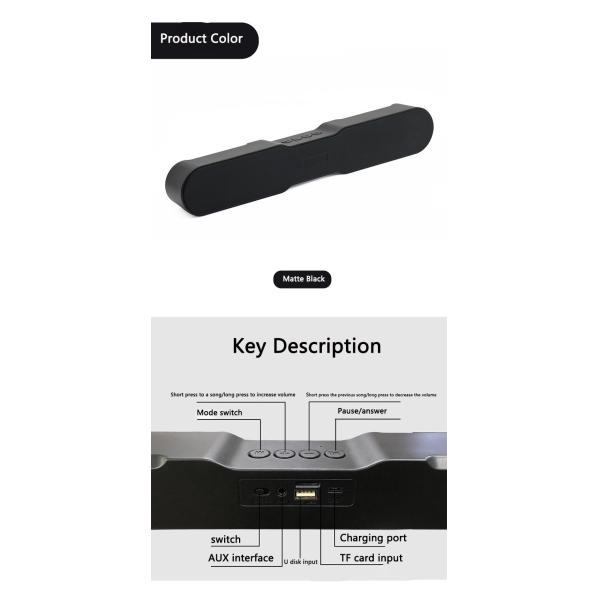 60W Wireless Wall Mounted Soundbars , Black 2.0 Channel Soundbar With Bluetooth