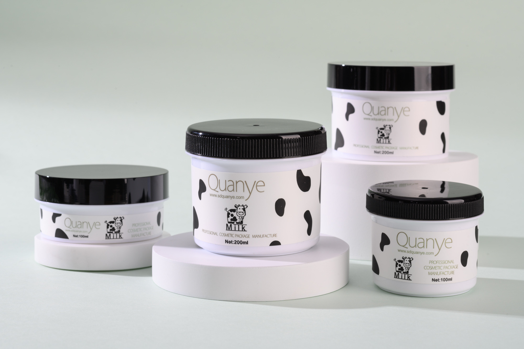 Cute Body Baby Cream Jar 100ml 200ml Label Printing With Black Cap