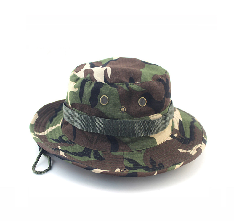100% Cotton Fisherman Bucket Hat With Strings Plain Pattern Quick Dry
