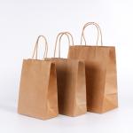 Recyclable Gravure Carrying Shopping Bags Varnishing Takeaway Food Kraft Paper
