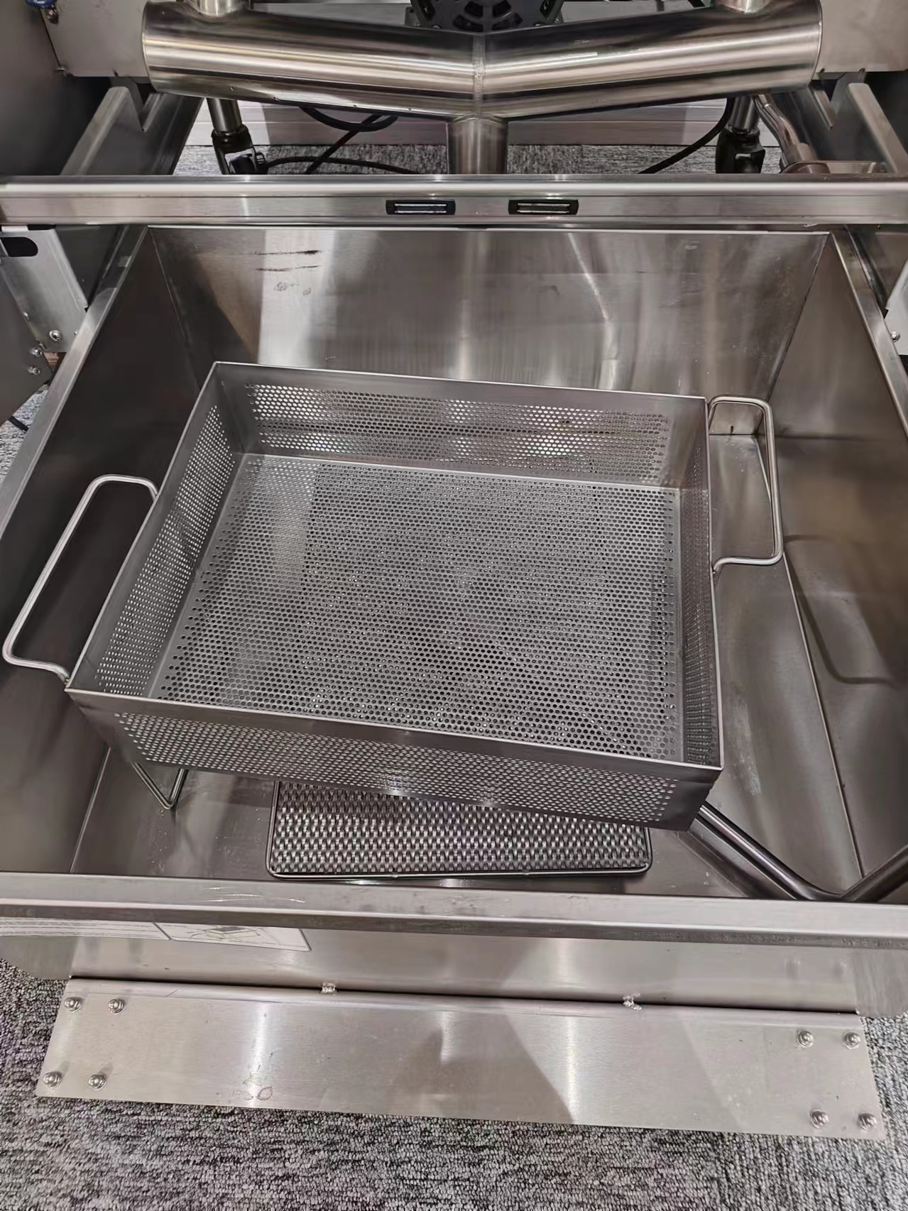 Auto Lift Electric Double Pots 28KW Chips Open Fryer With Oil Filter System