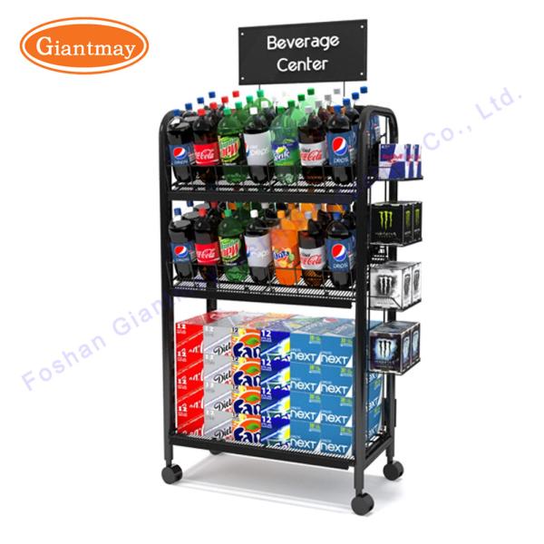 Buy cheap Commercial Metal Floor Soft Drink Shelf Retail bottle display stand W600*D500*H1500mm from wholesalers