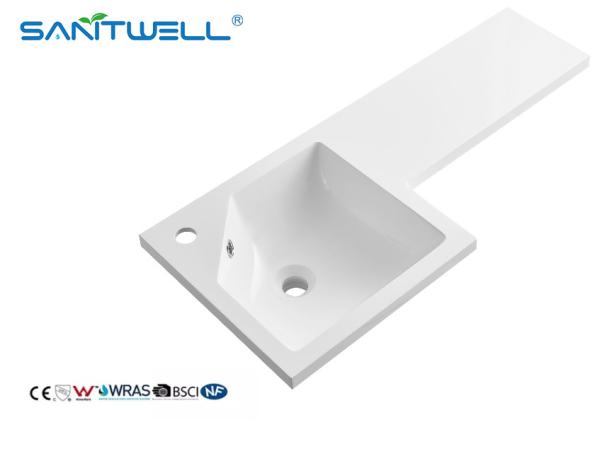 SWBG900L Left Hand Hot Sale Artificial Stone Basins Glossy White Washing Hand