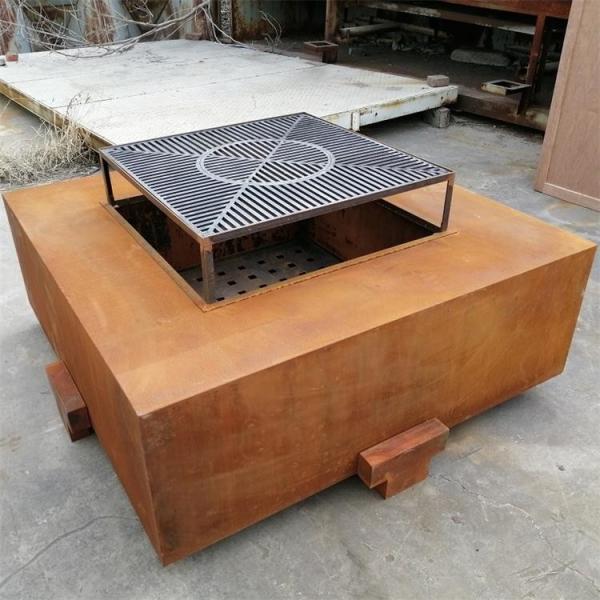 Buy cheap Large Corten Steel Wood Burning Square Fire Pit Table For Outdoor Cooking from wholesalers
