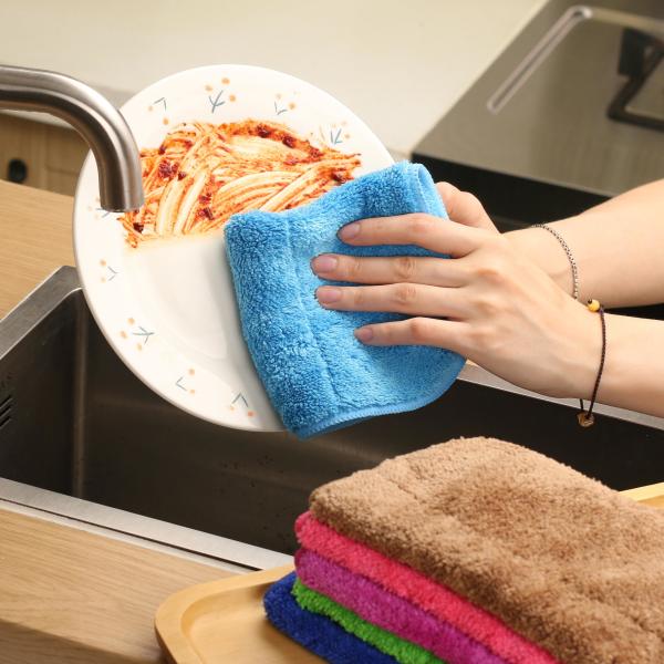 Buy cheap Kitchen Dish Cloths Dish Towels Super Absorbent Coral Fleece Cloth Premium Dishcloths Nonstick Oil Washable Fast Drying from wholesalers