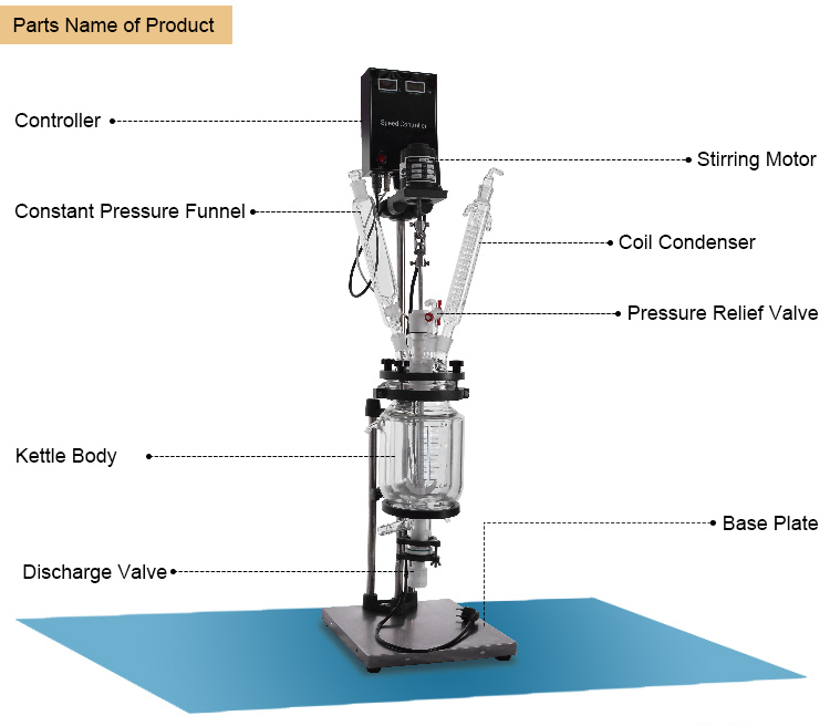 S212 2l Laboratory Double Layer Jacketed Glass Reactor