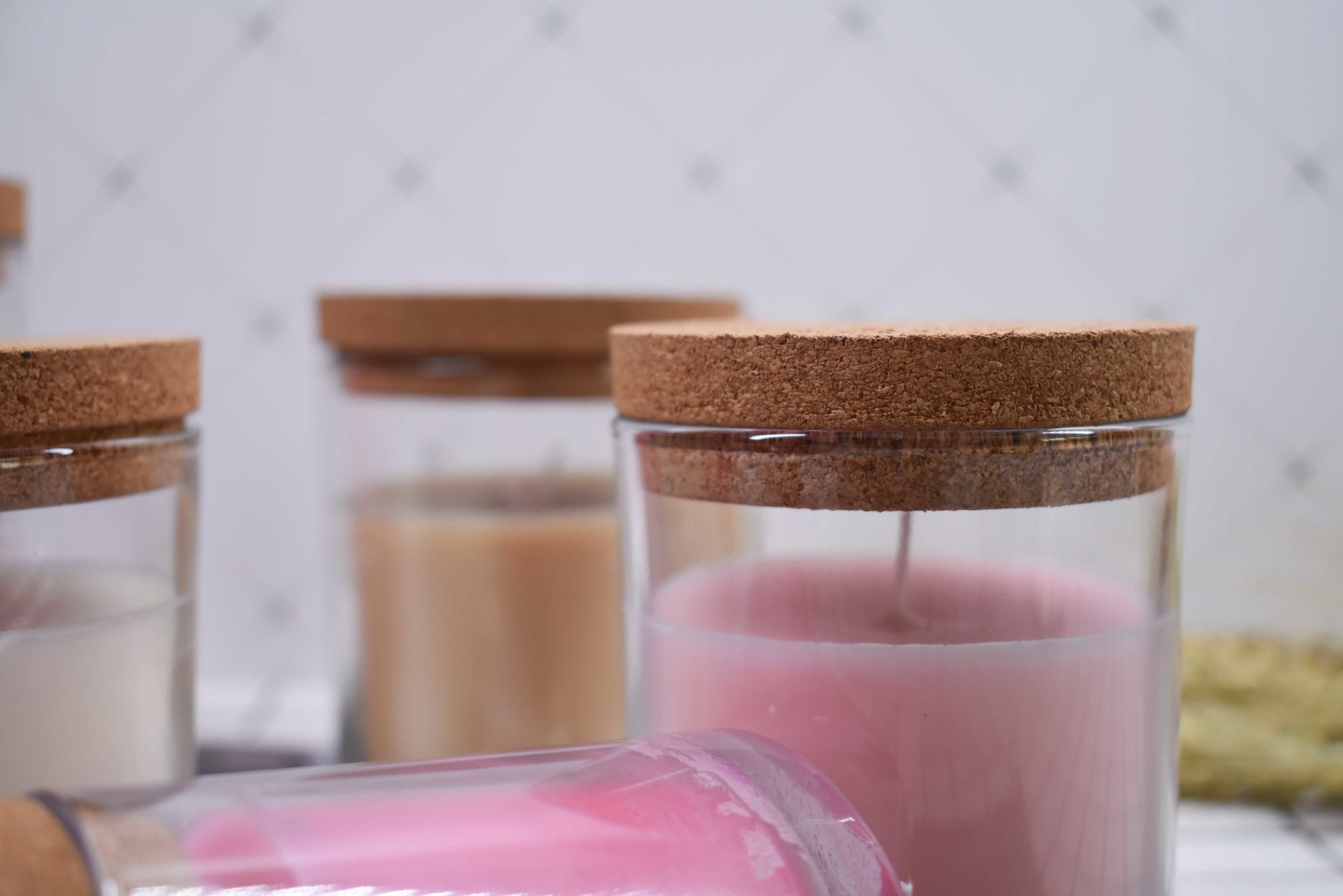 Candle Jar Clear Glass Bottle Cork Lid Airtightness For Decorative