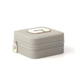 Small Leather Gray Jewelry Organizer Travel Case Jewelry Storage Box