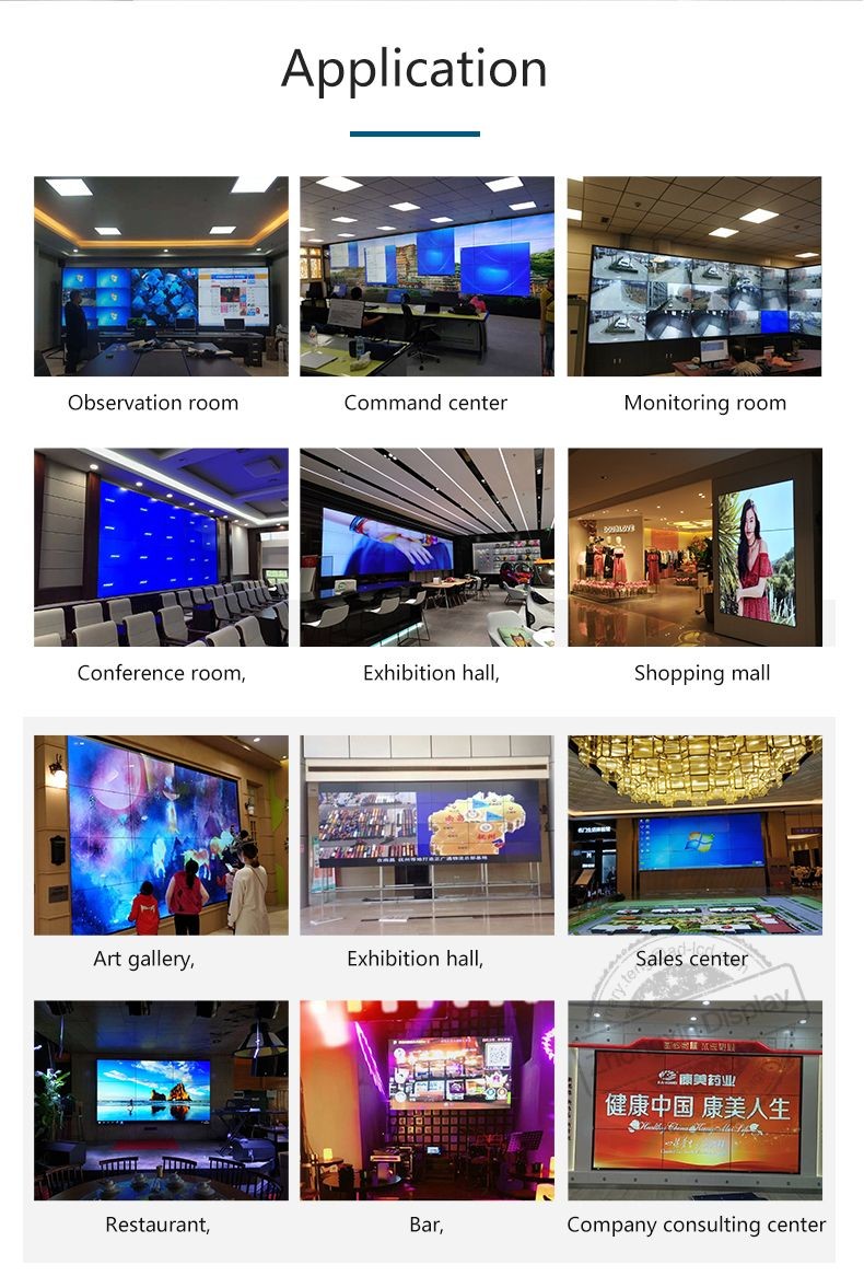 65inch 3.5mm bezel LCD Screen LED Back Light Panel Type 1920x1080 FHD 4x4 Video Wall for Outdoor Advertising