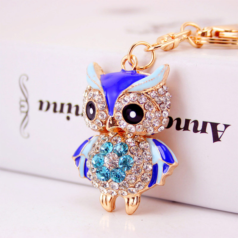 Owl Personalized Bling Wristlet Keychain 50mm Irregular Shaped
