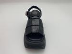 Women summer black thick soled sandals with metal button genuine leather summer