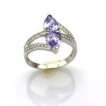 925 Silver 5mmx7mm Purple Cubic Zirconia Ring (JR042)
