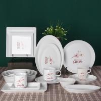 Buy cheap Japanese Cherry Blossom White Round Rectangle Square Baking Dessert Bowl Restaurant Ceramic Dinner Plate And Mug product